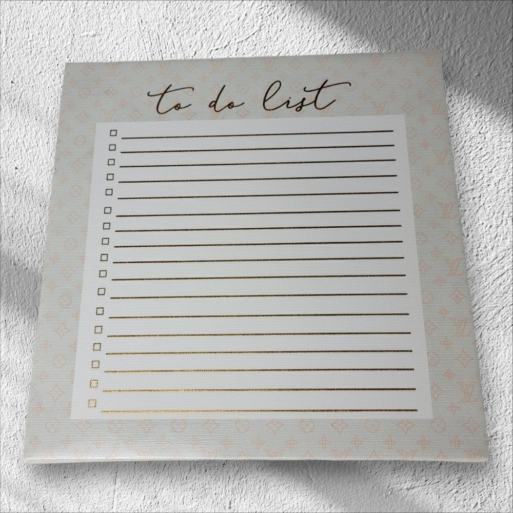 Oliver Gal To Do List Gold Fashion Wall Art Louis Vuitton Monogram Print Canvas